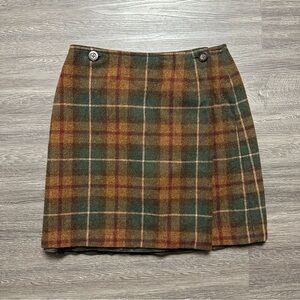 Plaid Wool Blend Skirt